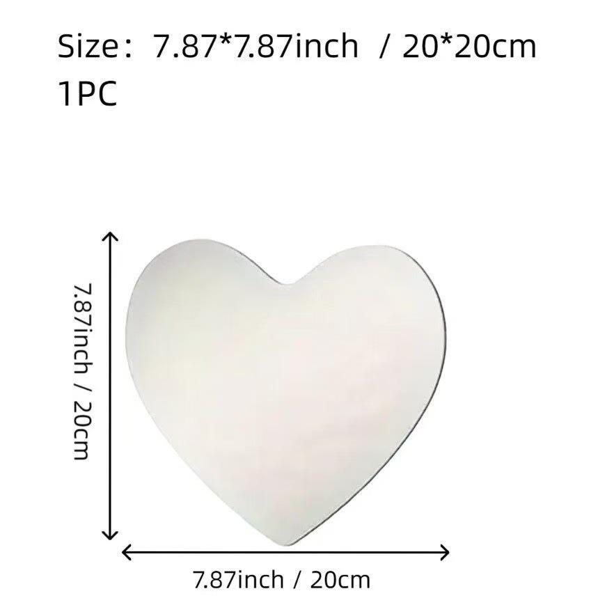 Adesivo da Parete Specchio Acrilico a Forma di Cuore, Autoadesivo 1mm, Decorazione per Trucco e Toeletta.