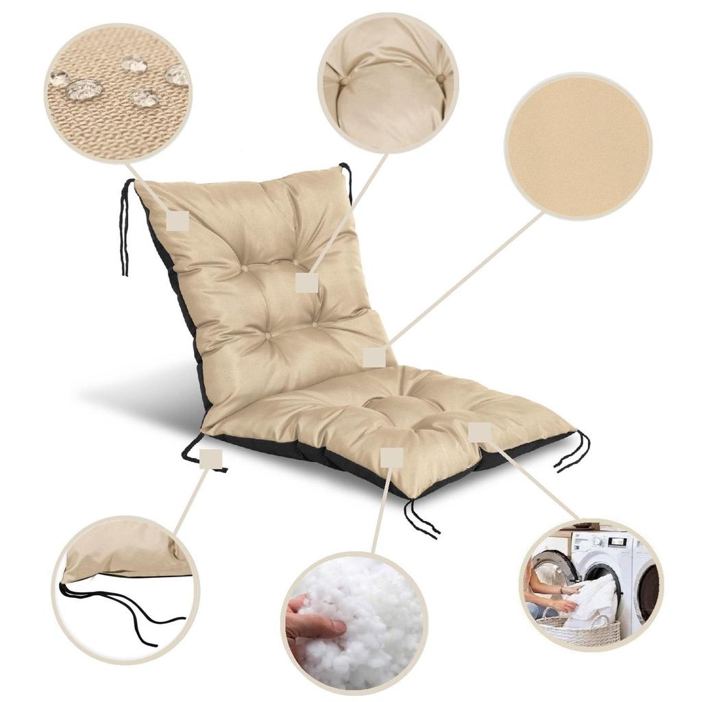 Polštář na zahradní židli, voděodolný, svázaný provázky, 50x50x50 cm, 6 BAREV