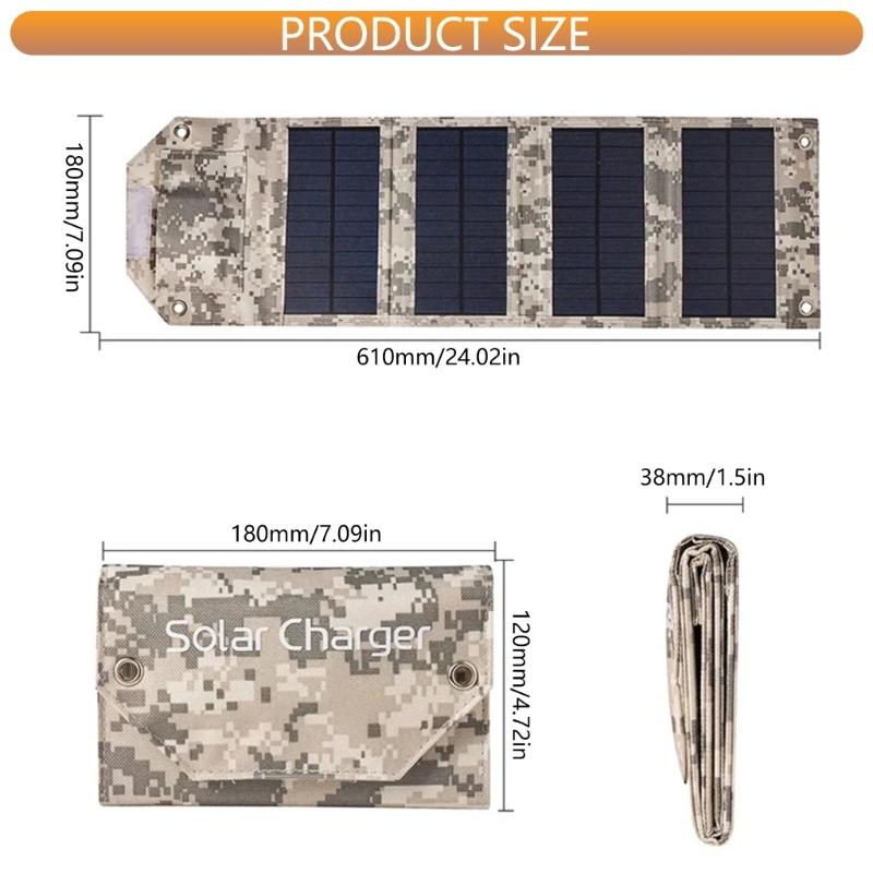 Foldable Camouflage Solar Chargers Panel 10W/12W/14W Output Portable PowerBank for Outdoor Devices Energy Supply
