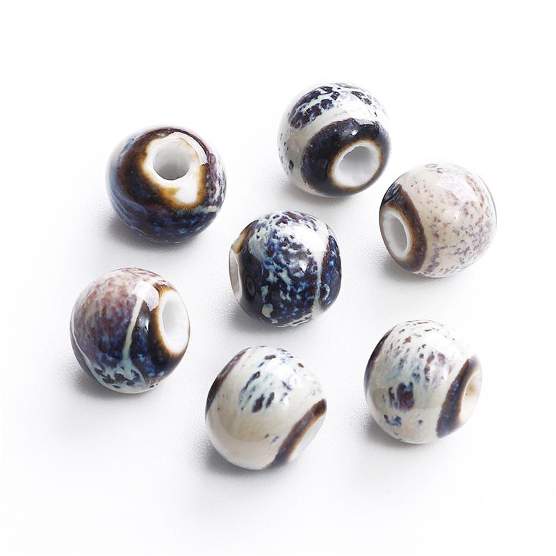 20 Stück 10 mm Blumenglasur-Porzellanperlen, runde Spacer-Keramikperlen für Schmuckherstellung, DIY-Charms, Armbänder, Halsketten, Basteln