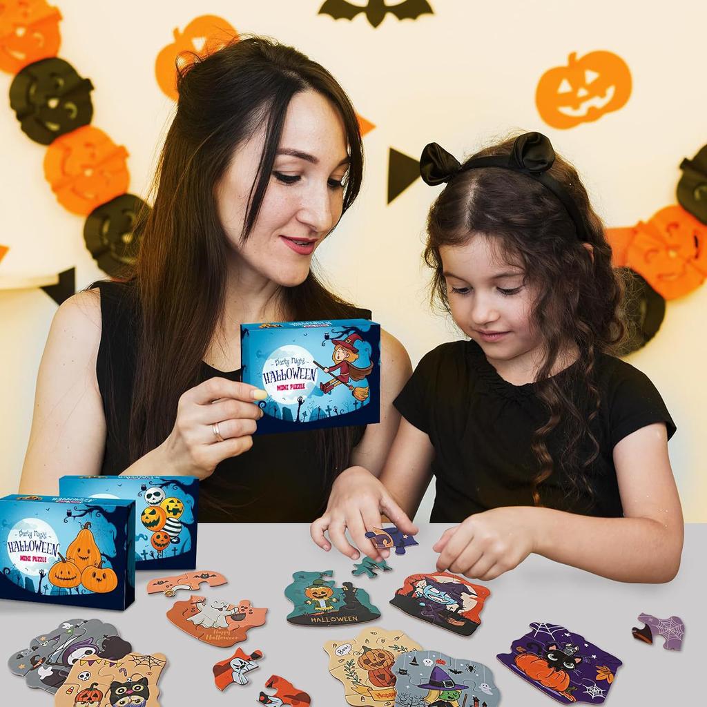 24Pcs Halloween Puzzle, Theme Party Ghost Pumpkin Witch Paper Diy Puzzle, Puzzle Puzzle