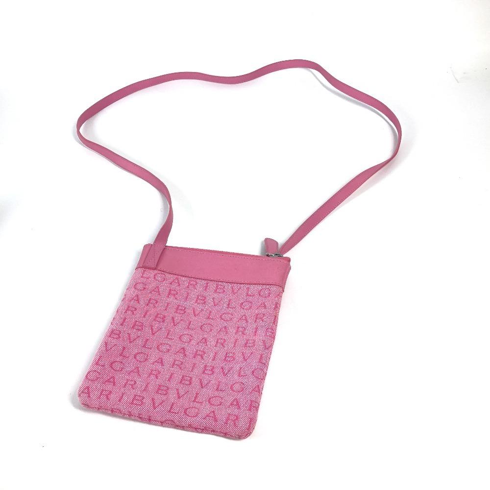 BVLGARI Logo mania Crossbody bag Pochette Shoulder Bag Canvas/Leather pink