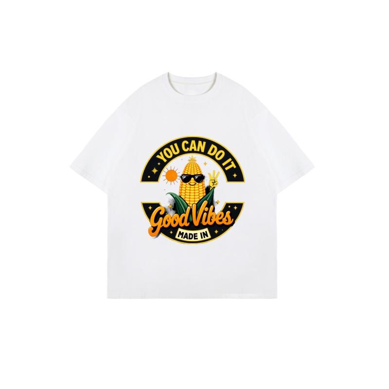 Oversized T Shirt Black Corn With Sunglasses And Peace Sign You Can Do It Good Vibes Made In Graphic Print Casual Summer Wear