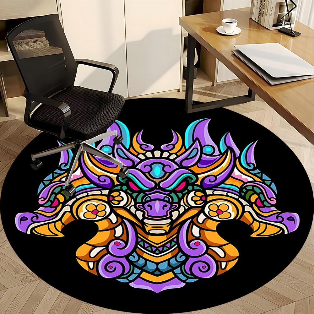 1pc Dragon Mandala Office Round Area Rug, Under Office Chairs Bedroom Living Room Home Decor, Room Deco, Available in Various Sizes