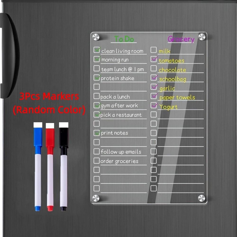 Multifunctional Magnetic Acrylic Weekly Planner Reusable Erasable Memo Board Kitchen Style A