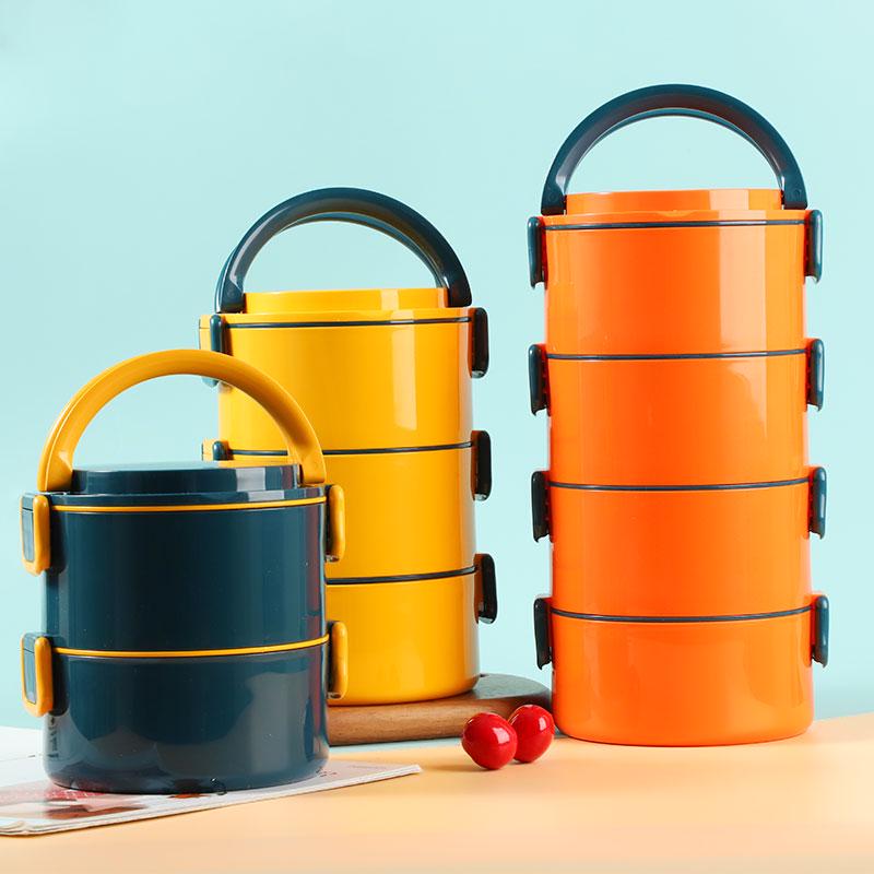 Microwaveable Multi-Layer Ceramic Bento Box: Portable Insulated Container with Compartmentalized Bowls for Office Workers