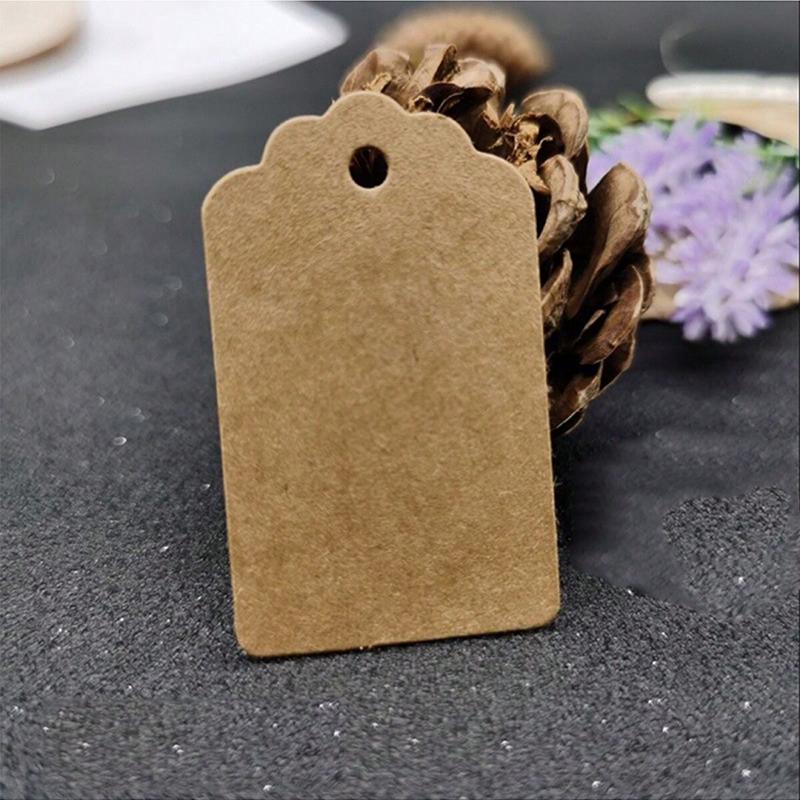 100PCS Blank Wave Kraft Paper Hanging Tag Cartoon Baking Label Holiday Party Invitation Cake Clothing Gifts Shop Paper Blank TMZ