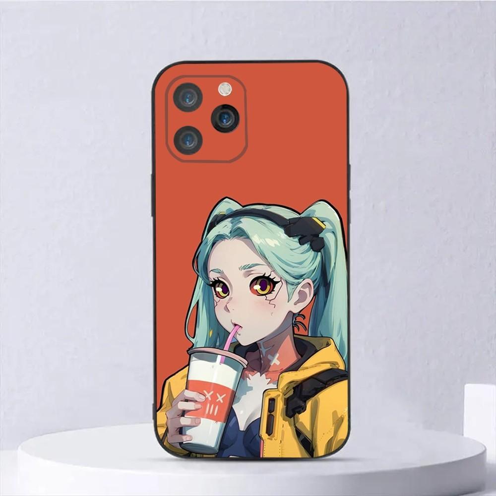 E-Edgerunners Cartoon C-Cyberpunk Phone Case For iPhone 16,15,14,13,12,11,Plus,Pro Max,XS,X,XR,SE,Mini,8,7 Soft Silicone Black iPhone15