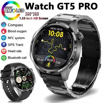 Nuovo Orologio Smart da Uomo Schermo AMOLED HD Chiamata Bluetooth Traiettoria GPS NFC Frequenza Cardiaca Bussola Smartwatch Sportivi Ricarica Wireless