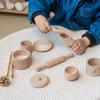 Holz-Teegeschirr Spielzeug Sensorik-Kasten Werkzeuge, Kinder Rollenspiel Küchenzubehör für Vorschulkinder Kleinkinder 11 Stück