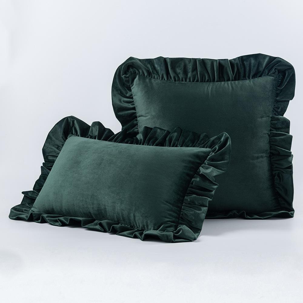 Ruffled Edge Minimalist Solid Color Velvet Pillow Cover For Home Decor Sofa Bed Throw Cushion Window Seat Lumbar Support Pillow Case