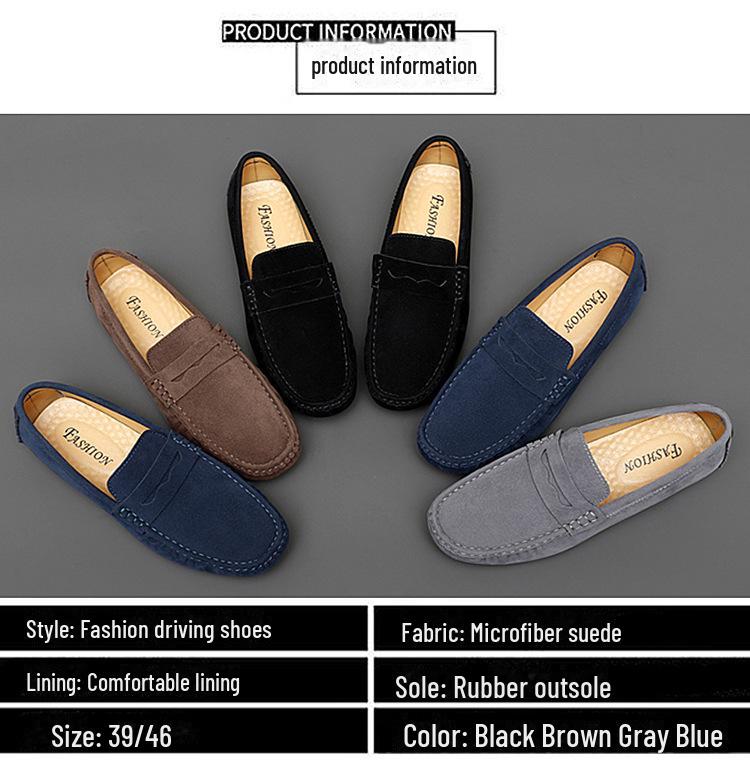 Men's Suede Hand-Stitched Driving Shoes with Soft Soles