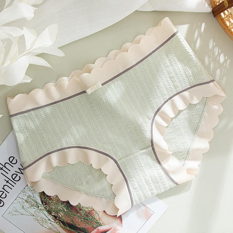 Non Marking Underwear for Women Mid Waist Lingerie Antibacterial Pure Cotton Knickers Breathable Triangle Panties