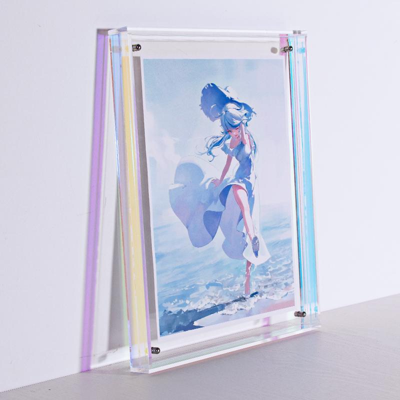 Color Acrylic Photo Frame Picture Frame and Acrylic Decorative Tray - Horizontal and Vertical Formats for Tabletop/Wall Display