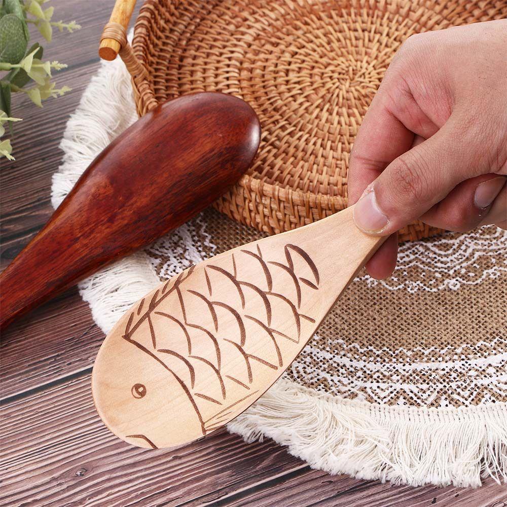Dinnerware Cooking Eco-friendly Fish Shaped Wooden Easy To Clean Spatula Rice Paddle Rice Scooper Serving Spoons