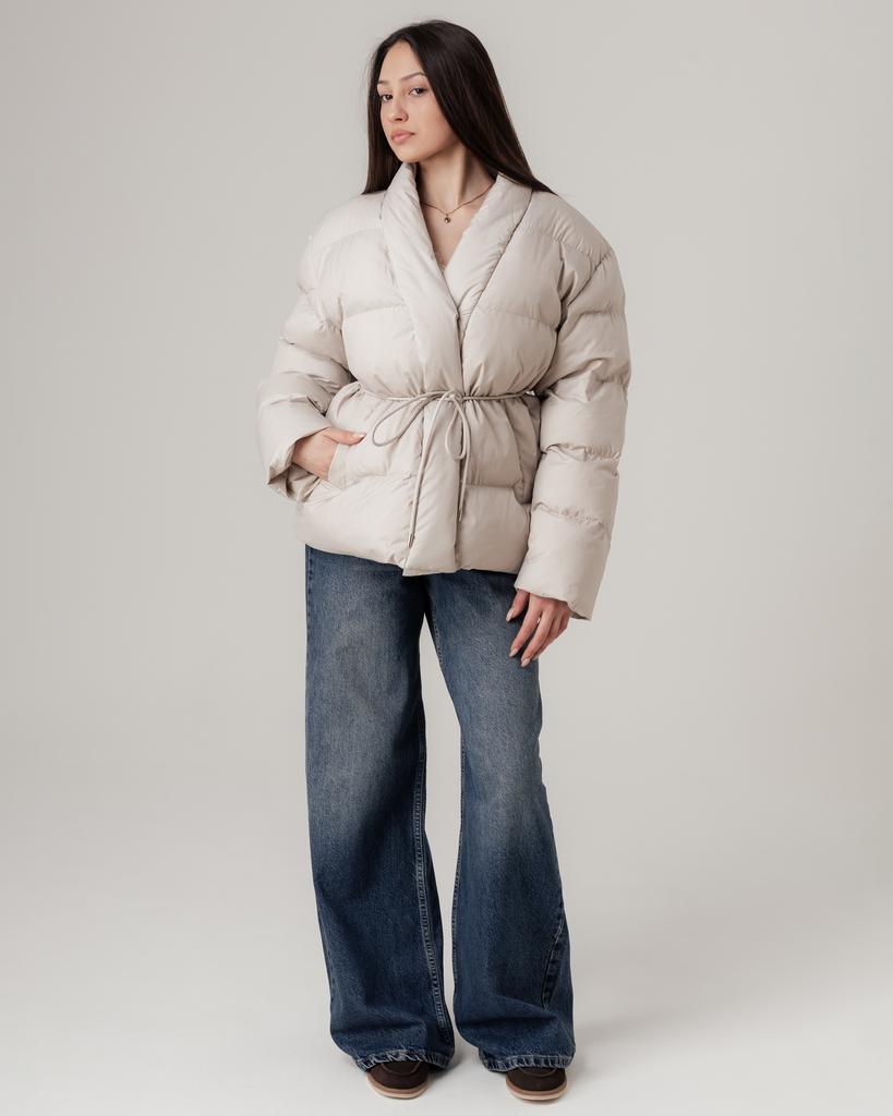 Куртка на поясе H 2642 M молочная