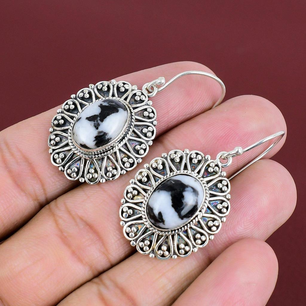 White Buffalo Turquoise Earring Gemstone Handmade Earrings 925 Sterling Silver Earring Vintage Jewelry Birthstone Earring Anniversary Gifts