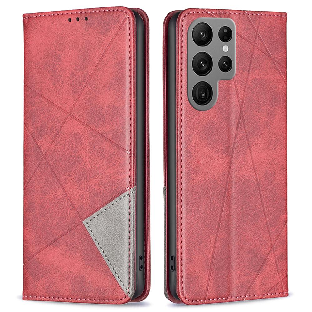 For Samsung Galaxy S24 Ultra Case Magnetic Closing PU Leather Phone Cover with Card Slots