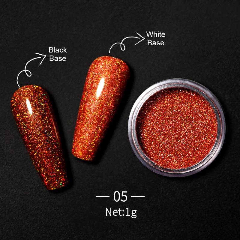 Nail Art Aperture Laser Powder, Nail Art Aurora Colorful Diamond Glitter, Rainbow Powder Metal Electroplated Nail Powder