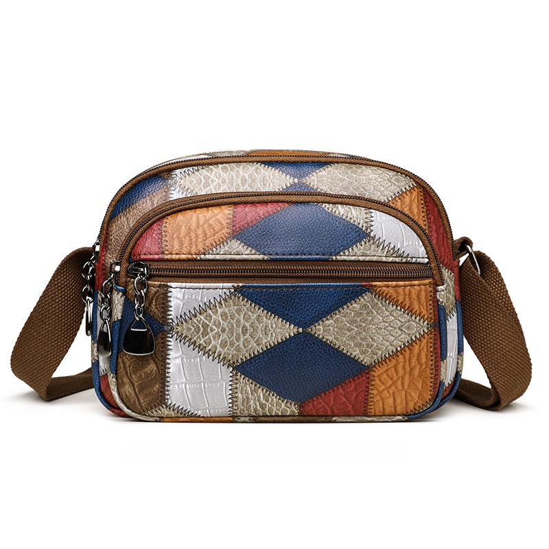 2024 Ethnic Color Block Patchwork Crossbody Phone Bag for Women
