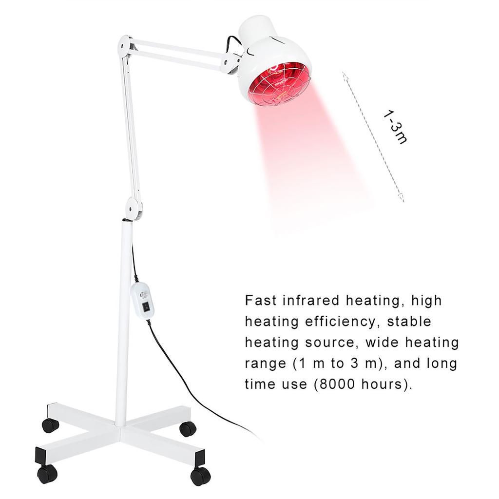 275W Infrared Heating Therapy Lamp Floor Stand Muscle Pain Relief Skin Care Light