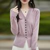 Cárdigan de punto de manga larga francés, chaqueta de mujer, suéter, prendas de vestir exteriores cortas, delgadas y de cintura alta