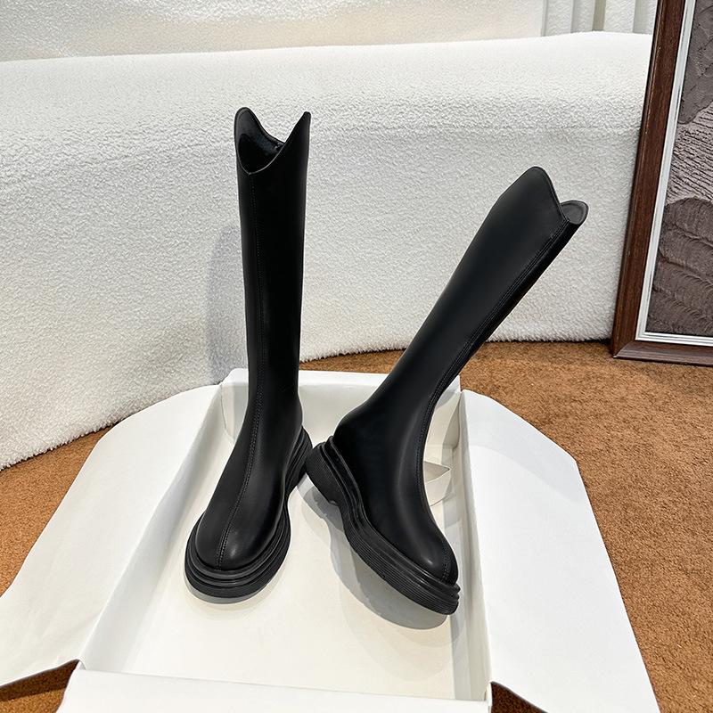 

Зимние новые ботинки на толстой подошве женственность, но ботфорты женские универсальные эластичные на плоской подошве ботинки рыцаря 38