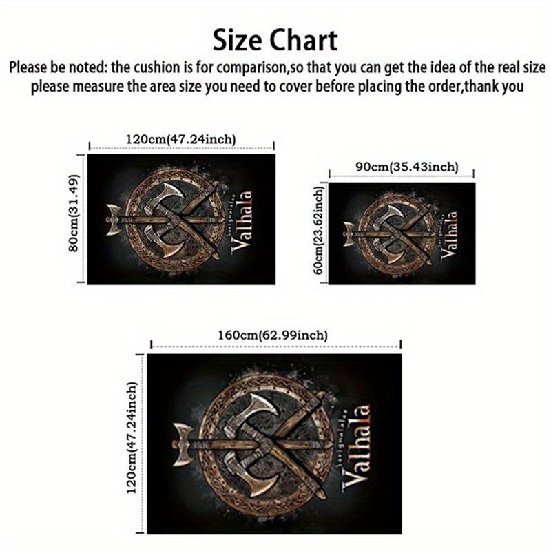 Viking Battle Axe Symbol Rug - Non-Slip Retro Mat for Living Room Entryway Dining Room Bathroom Kitchen, Nordic Home Decor