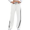 Women's Fashionable Solid Color Pocket Straight Leg Elastic Waist Casual Pants