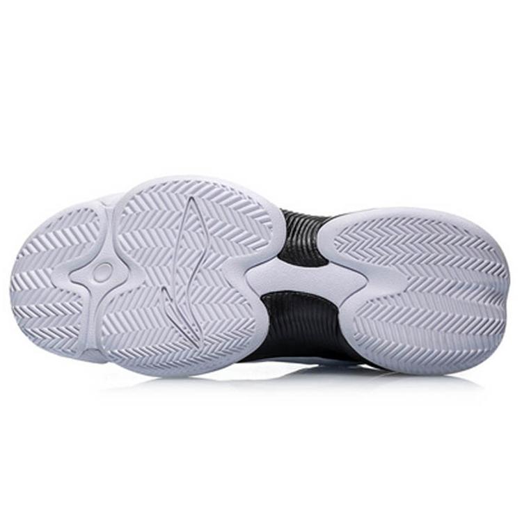 Li Ning CF Cushioning Slip Resistant Abrasion Resistant Mid top Vintage Basketball Shoes Black White ABAP111-1