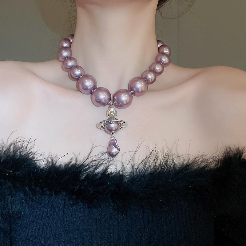 Diamant Saturn Anhänger Perlenkette - Herbst/Winter Luxus Schlüsselbein Kette: Exquisite, vielseitige Accessoires.