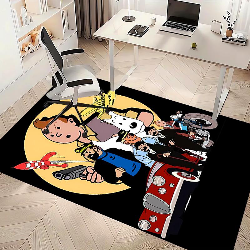 The Adventures of Tintin Printed Absorbent Washable Carpet, Non-Slip Bathroom Mats, Kitchen Rugs, Yoga Mat,Living Room Entrance, Camping Picnic Rugs