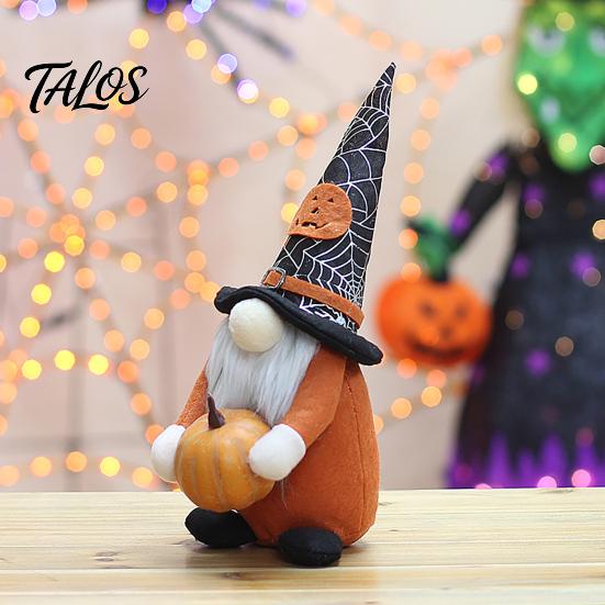 Three-dimensional Halloween Table Centerpiece Gnome Figurine, Fabric Pumpkin Bat Ornament, Faceless Doll for Tiered Tray Shelf Table, Spooky