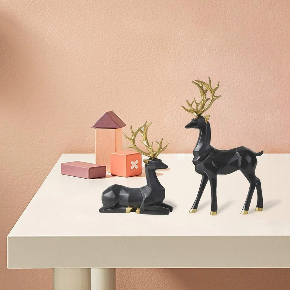 2Pcs Elegant Creative Deer Desktop Ornament Modern Cute Christmas Deer Statue Durable Exquisite Elk Home Decor Mantle Display