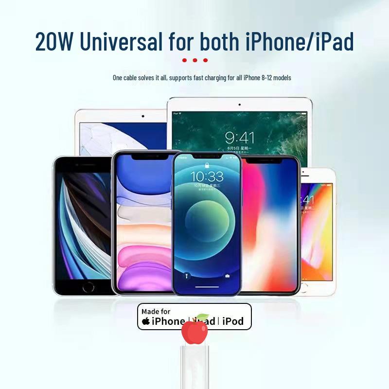 18W PD Fast Charging Cable: Compatible with Android and Apple, Type-C to Apple, Available in 1m & 2m Lengths.