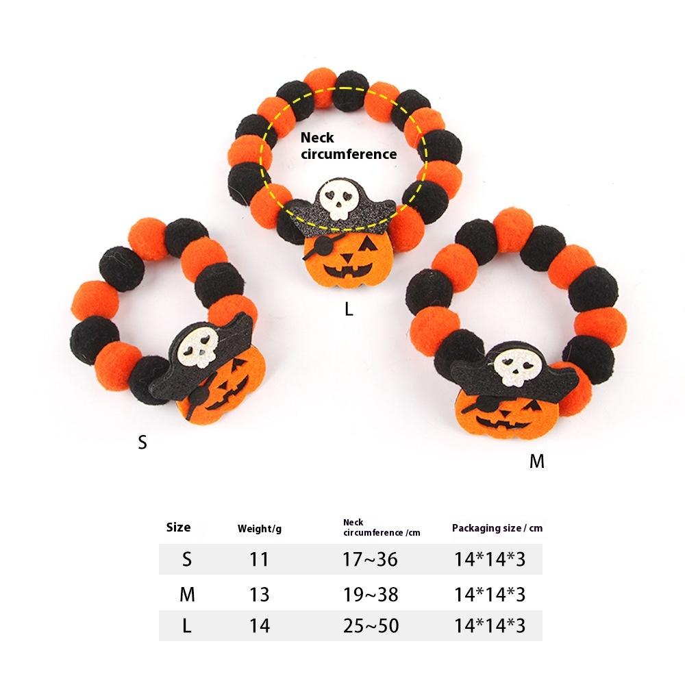 Halloween Pumpkin Pet Collar Funny Elastic Rope with Pompom Adjustable Kitten Dog Cat Collar for Halloween Personalized Accessor