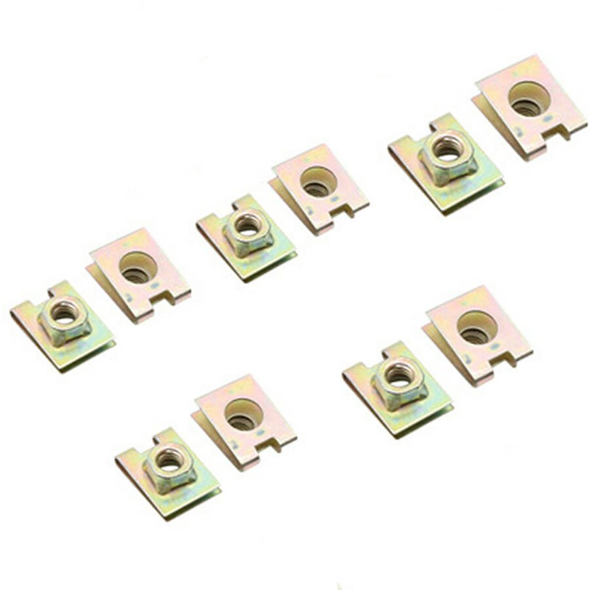 

10x Copper Tone Metal Spring U-Type Plate Nut Speed Clips For Car Panel Defense