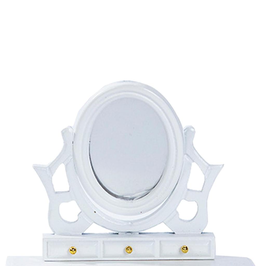 1/12 Wooden Dollhouse Miniature Indoor Dressing Table Model for Children Dolls Access Bedroom Bath Room Garden Decor