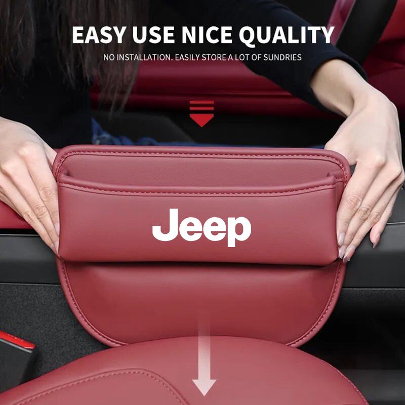 PU Leather Car Seat Gap Organizer Box Storage Bag For Jeep Grand Cherokee Wrangler JK Gladiator Compass Renegade Wagoneer Recon AKW1