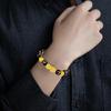 Traditional Chinese Alloy Bracelet for Attracting Wealth Elastic Beaded Handchain Fashionable Good Luck Charm Wristchain