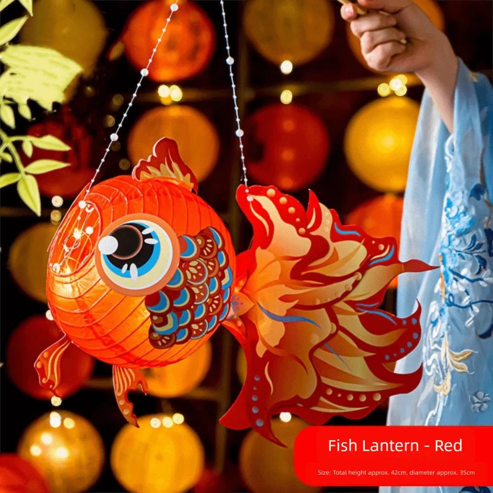 Cartoon Goldfish Mid-Autumn Festival Lantern Material Package Handmade Koi Lantern Mid-Autumn Festival DIY Lantern Kids Gift