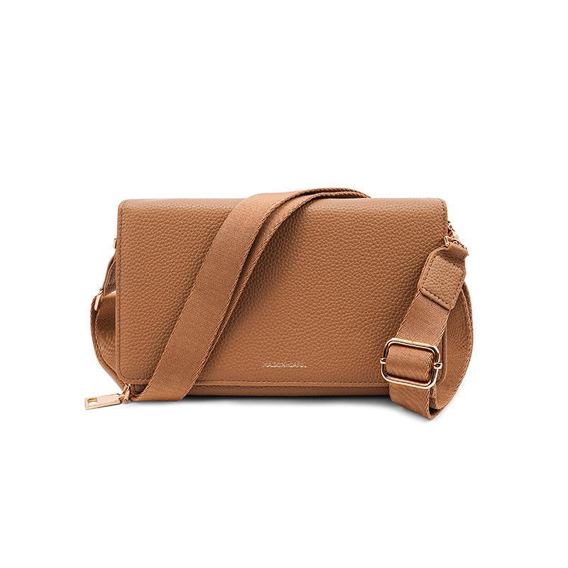 Women's Medium Crossbody Bag: Simple, Versatile, Large-Capacity, High-Grade Soft Leather, Commuter-Friendly Square Design.