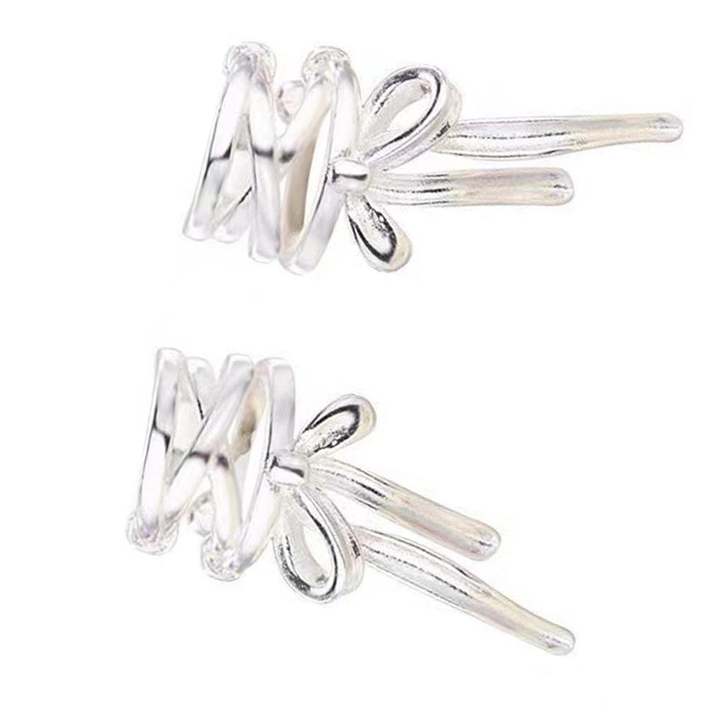 Ribbon Tie Bowknot Ear Clip Non-Piercing Earrings Delicate Sweet Lace Up Bow Ear Cuff Earrings for Women Ear Jewelry