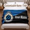 Club Brugge FC Printed Flannel Blanket Custom Name Text Soft Warm Throw For Bedroom Holiday Gift