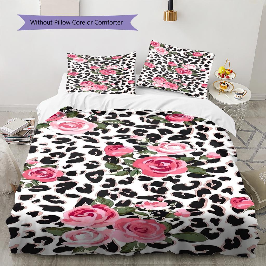 Leopard Art Pattern Bedding Set Quilt Cover Pillowcase Home Decor Gift (1 * duvet cover + 2 * pillowcase, without core)