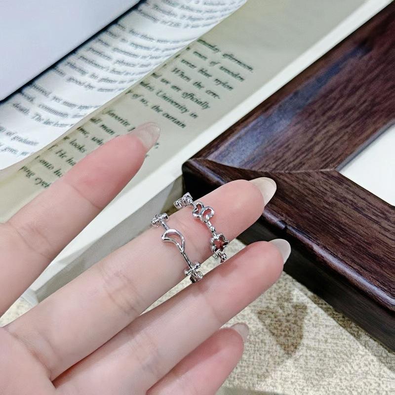 Plain Circle Simple Geometric French Butterfly Open Ring Light Luxury Niche High-End Index Finger Ring Women