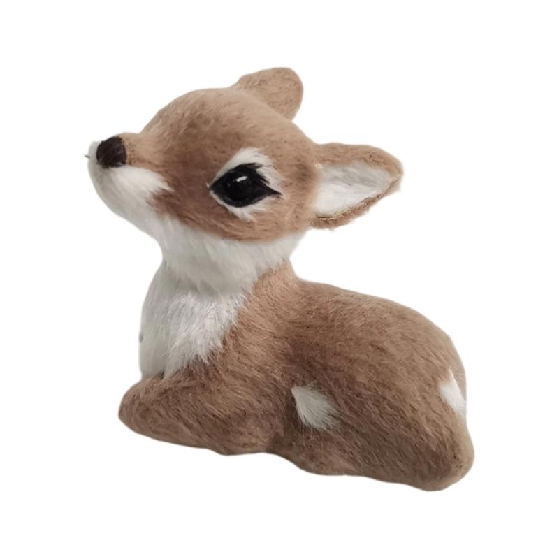 Realistic Christmas Deer Figurine With Realistic Furs Texture Miniature Animal Model For Holiday Tabletop Shelf Decors