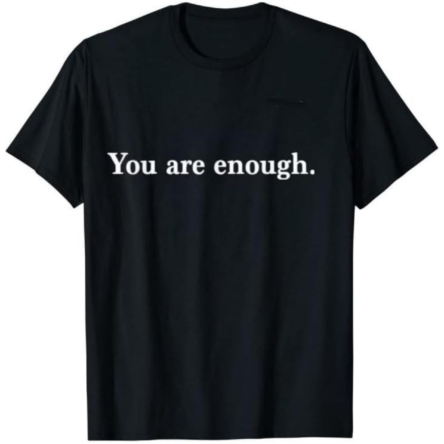 

GAQEUWR Mental Health Shirt for Men, You are Enough Shirt, Casual Inspirational O-Neck Short Sleeve Summer Tops S чёрный