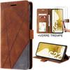 Set of 2 Tempered Glasses + Case for Samsung S22 - Full Anti-scratch Protection Brown Leather Effect