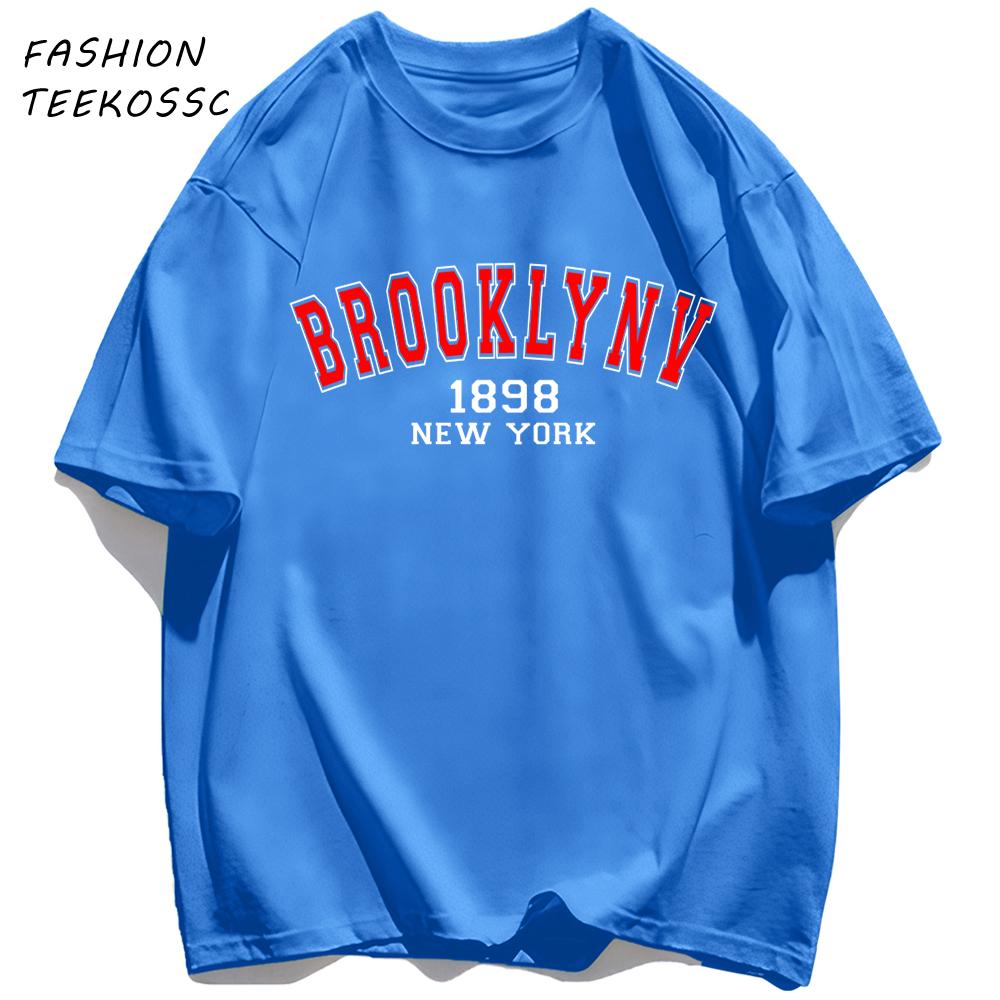 Brooklyn 1898 New York Men Basics TShirt Casual AllMatch Short Sleeve Cotton Oversized Sportswear Summer Crewneck T Shirts